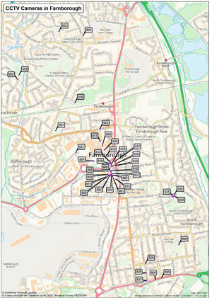 CCTV locations in Farnborough map