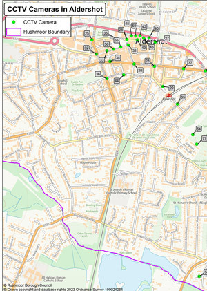 Aldershot CCTV locations map