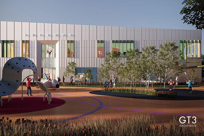 New Farnborough Leisure Centre Artists Impression With Playground