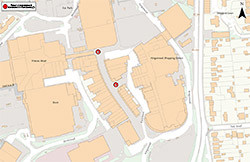 Map of the street entertainment locations in Farnborough